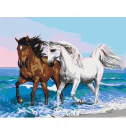Peinture par numéros - Horses at the Seaside
