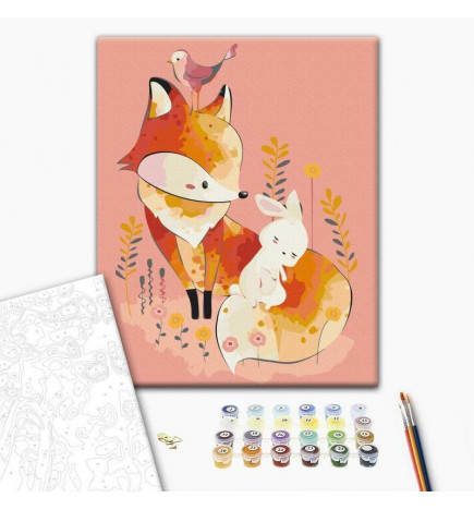 Doe-het-zelf op canvas schilderen - Fox and Rabbit