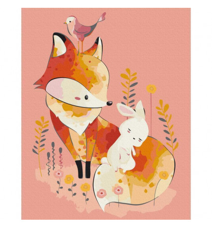 Cuadro para colorear - Fox and Rabbit