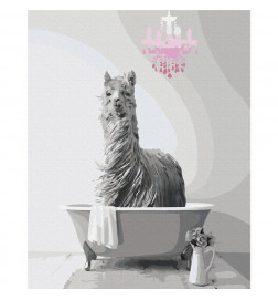 Doe-het-zelf op canvas schilderen - Lama in the Bathtub
