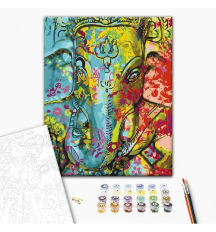 DIY kangas maalaus - Colourful Ganesha