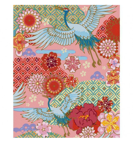 DIY glezna uz audekla - Spring Cranes
