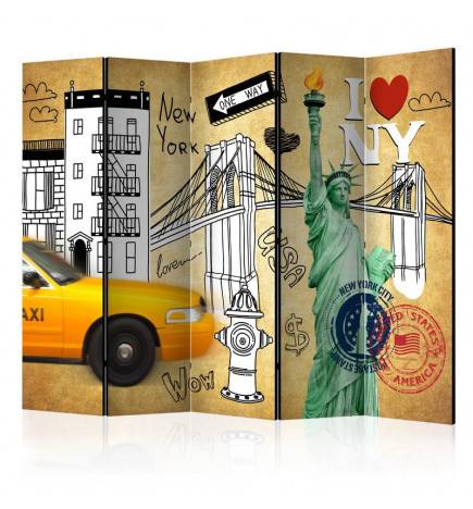 172,00 €Paravent 5 volets - One way - New York II [Room Dividers]