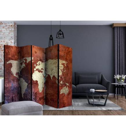 5-teiliges Paravent - Iron continents II [Room Dividers]