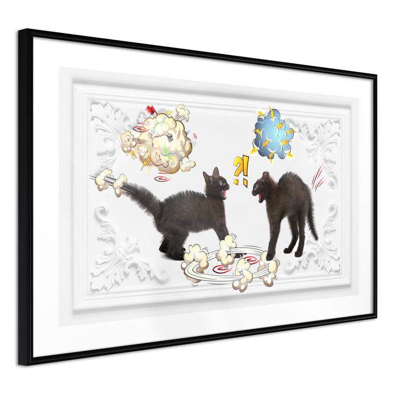38,00 € Poster met twee zwarte katten die vechten, Arredalacasa