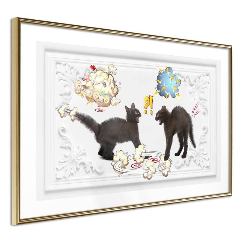 38,00 € Poster met twee zwarte katten die vechten, Arredalacasa