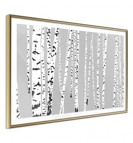 Poster in cornice con le betulle in bianco e nero - Arredalacasa