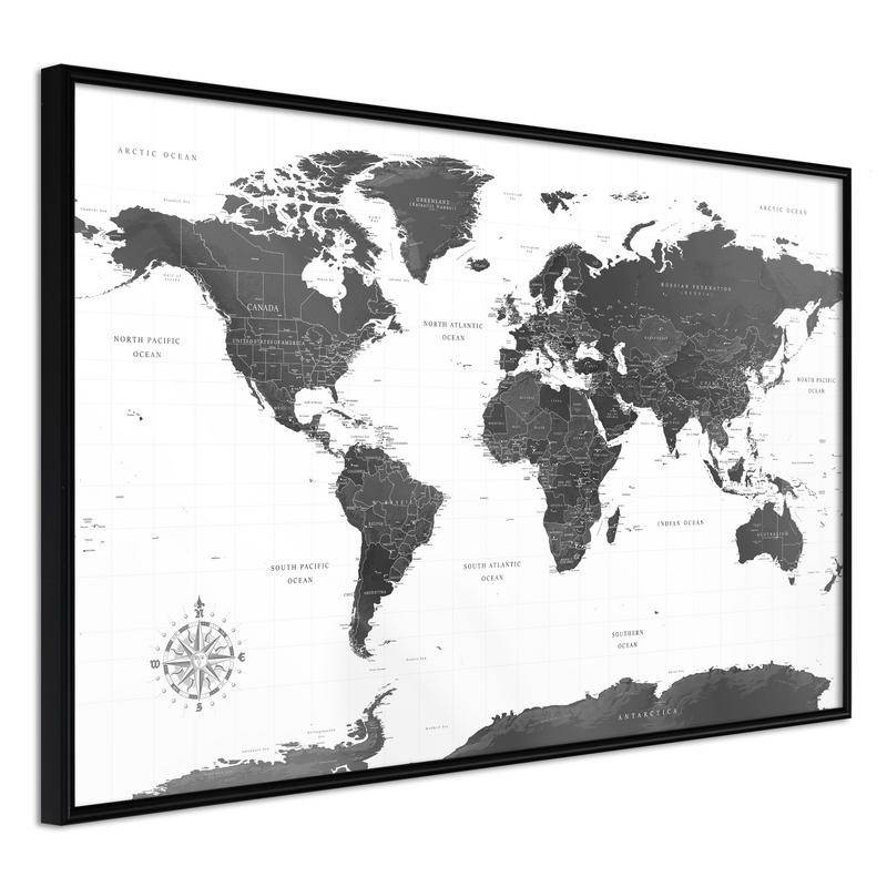 38,00 € Poster met een wereld in zwart en wit, Arredalacasa