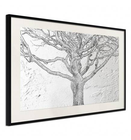 Plakat z drevesom v črno-beli barvi - Arredalacasa