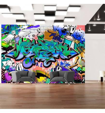 34,00 € Zils un zaļš abstrakts ielu mākslas sienas gleznojums - Arredalacasa