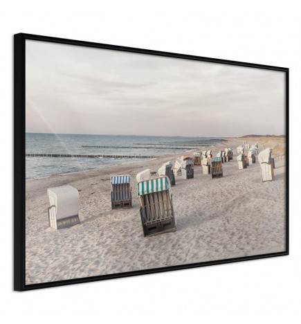 Poster met dek stoelen op het strand