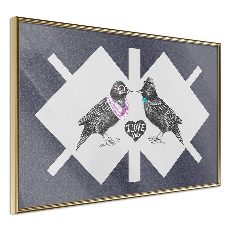 38,00 € Poster met twee elegante en verliefde vogels, Arredalacasa