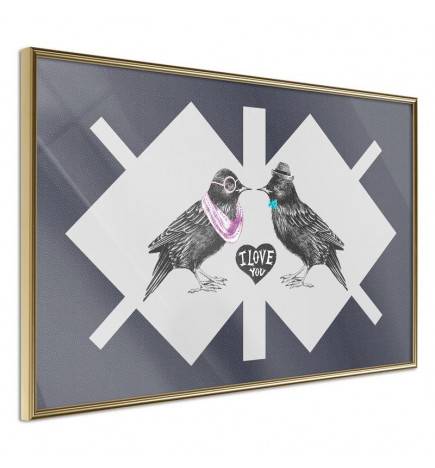 Poster in cornice con due uccelli innamorati - Arredalacasa