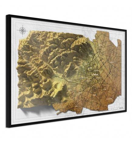 Plakat z zemljevidom Dunaj - Avstrija - Arredalacasa