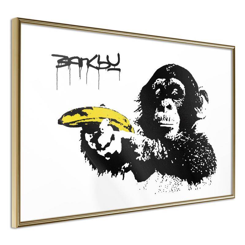 38,00 €Poster in cornice con la scimmia armata di una banana