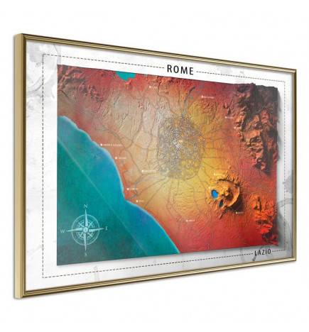 Poster met kaart van Rome in Italië