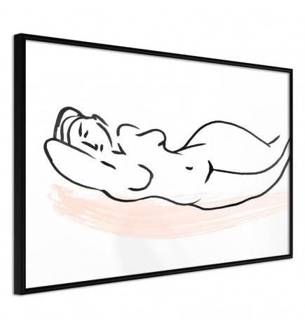 Poster met schets van een slapende vrouw