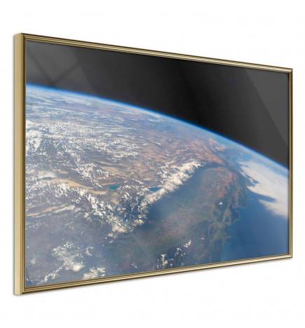 Poster kijkt naar de planeet aarde vanuit de ruimte