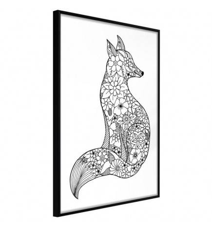 Poster met een vos in zwart en wit, Arredalacasa