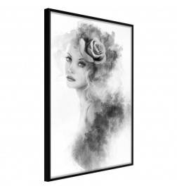 38,00 € Poster met een vrouw en bloemen in het zwart en wit