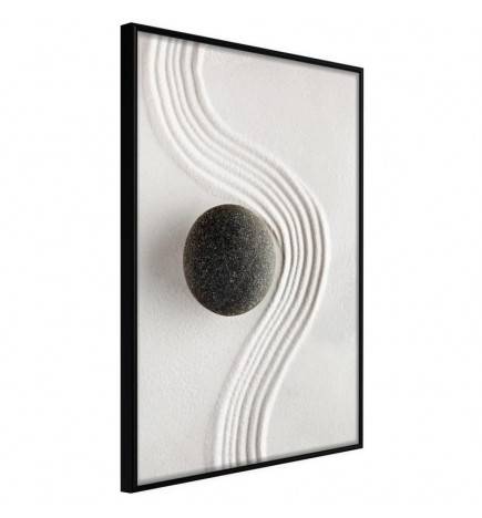 38,00 € Poster met een zwarte steen op wit zand, Arredalacasa