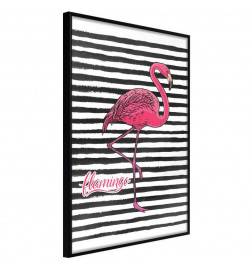 Poster et affiche - Flamingo on Striped Background