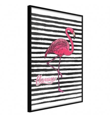 Poster et affiche - Flamingo on Striped Background