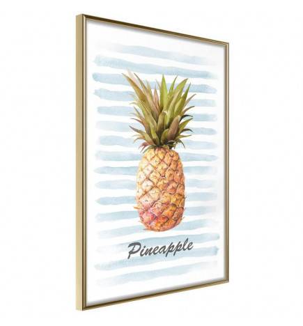 Pôster - Pineapple on Striped Background