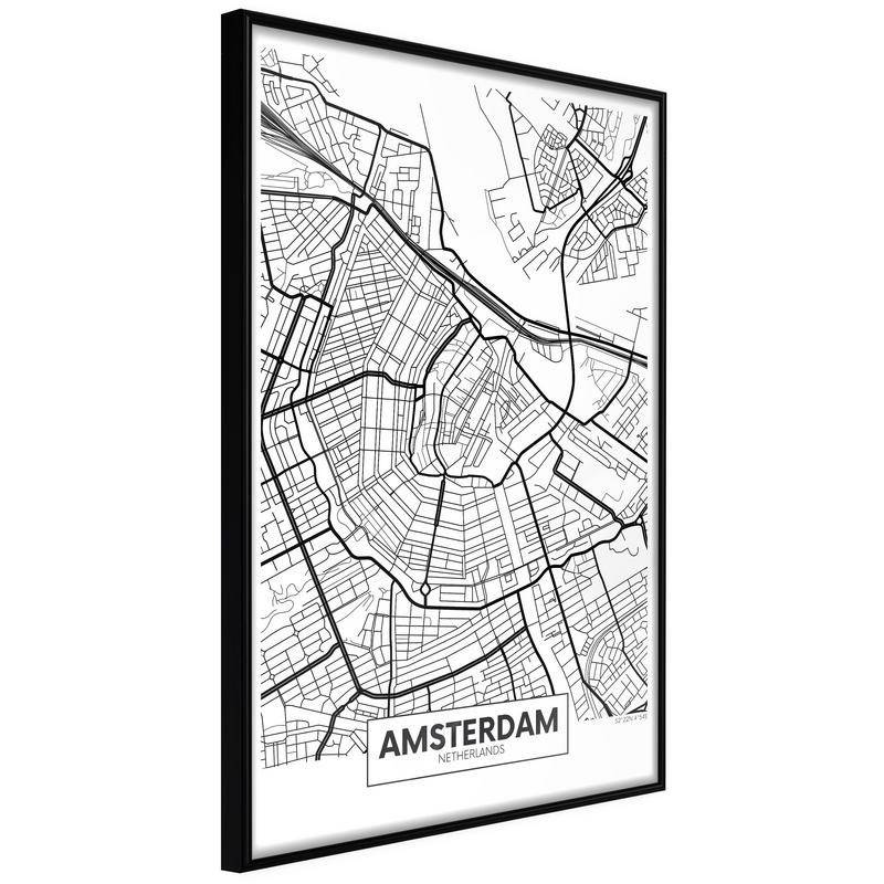 38,00 €Poster in cornice con la mappa di Amsterdam - Olanda
