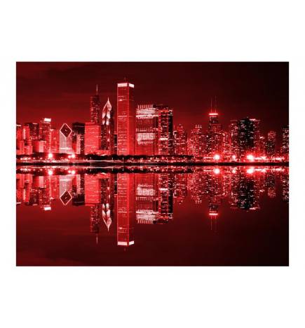 Fototapete - Chicago in dunkelroten Lichtern