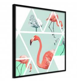Poster et affiche - Tropical Mosaic with Flamingos (Square)