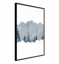 Poster in cornice invernale con gli alberi di montagna