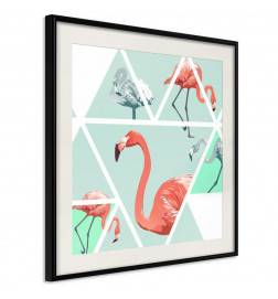 Pôster - Tropical Mosaic with Flamingos (Square)