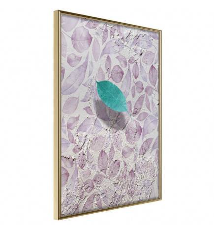Poster in cornice con la foglia verde tra le foglie rosa - Arredalacasa