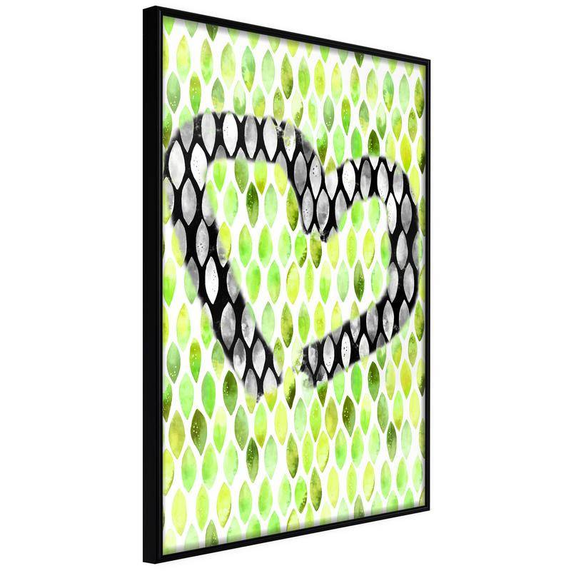 38,00 € Poster met grijs hart op groene achtergrond, Arredalacasa