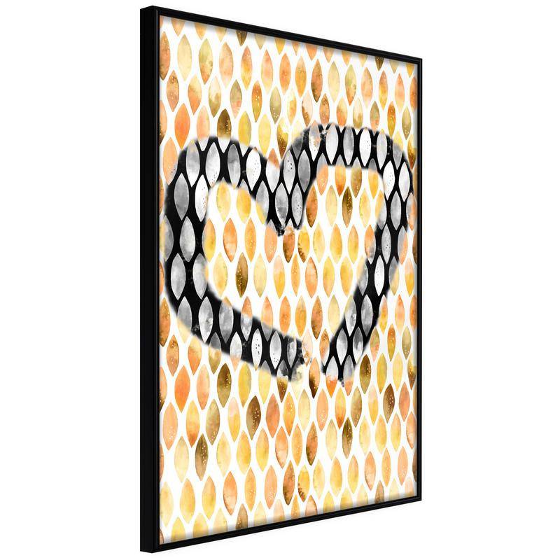 45,00 € Poster met grijs hart in oranje achtergrond, Arredalacasa