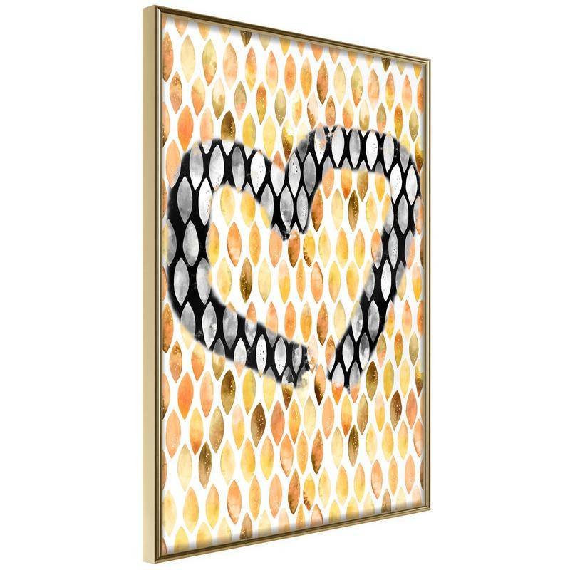 45,00 € Poster met grijs hart in oranje achtergrond, Arredalacasa
