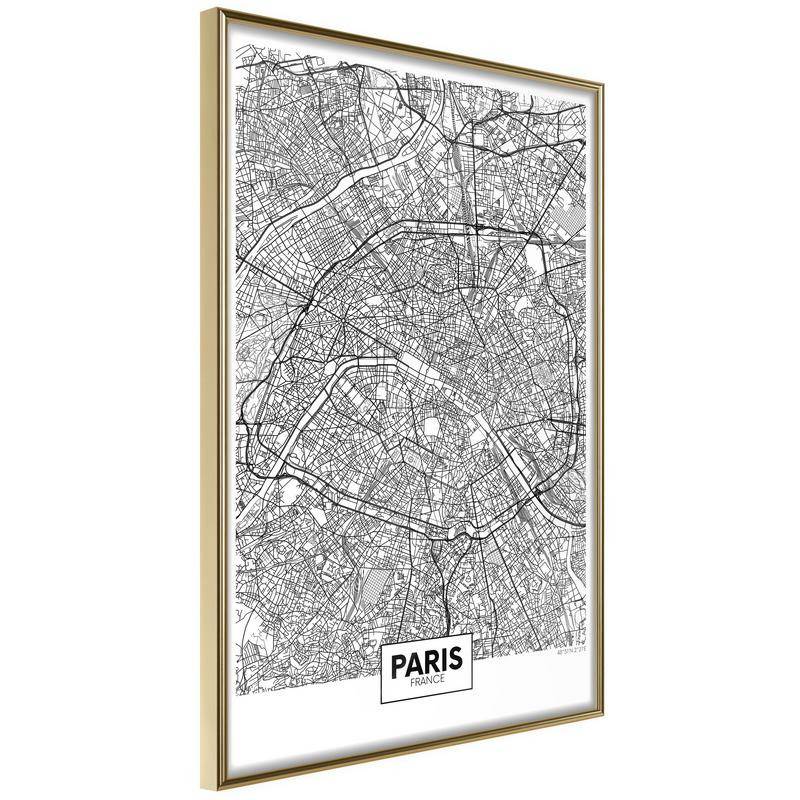 38,00 €Poster in cornice - Mappa di Parigi di giorno - Arredalacasa