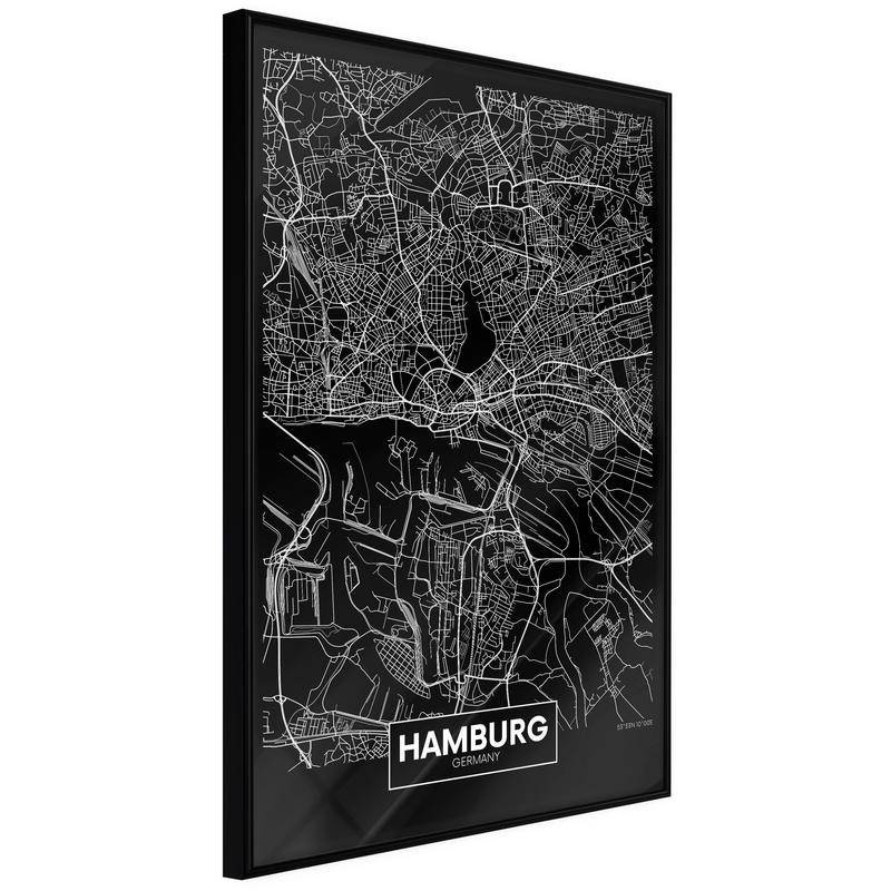 38,00 € Hamburgo žemėlapio plakatas – juodu fonu