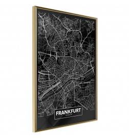 Poster in cornice con la mappa di Francoforte di notte