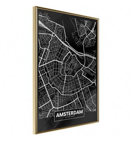 Pôster - City Map: Amsterdam (Dark)