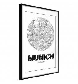 Plakat z zemljevidom Münchna - Nemčija