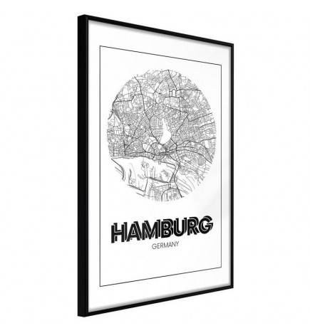 Plakatas su Hamburgo žemėlapiu – Vokietijoje – Arredalacasa