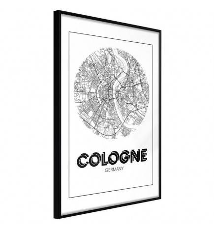 Poster in cornice con la mappa di Colonia - in Germania