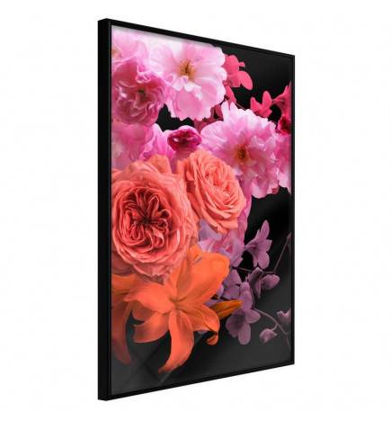 Poster met een boeket roze en oranje bloemen, Arredalacasa