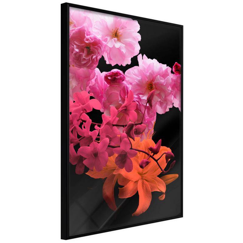 38,00 € Poster met roze en oranje rode bloemen