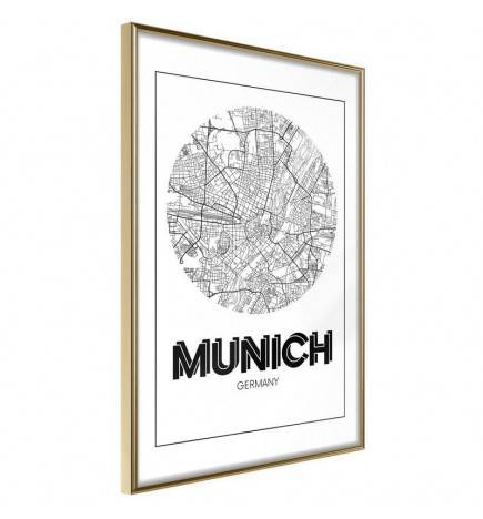 Poster et affiche - City Map: Munich (Round)