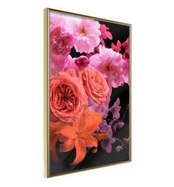 Poster in cornice - Bouquet di fiori rosa e arancioni
