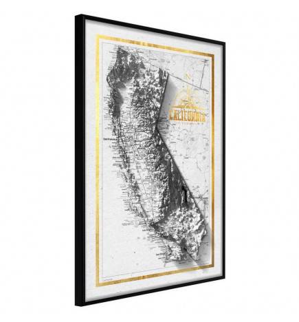 Poster et affiche - Raised Relief Map: California