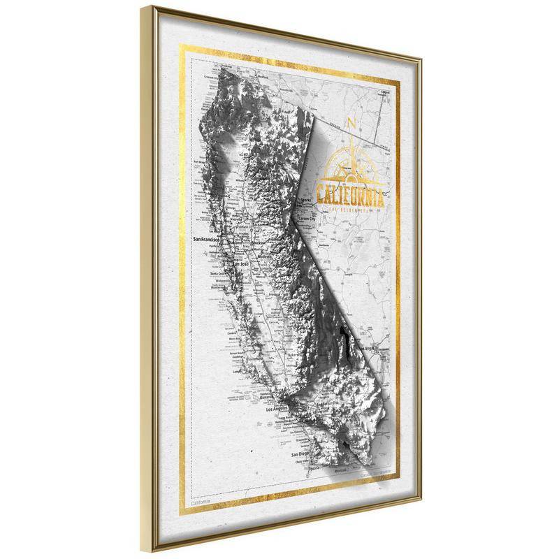 38,00 € Poster - Raised Relief Map: California